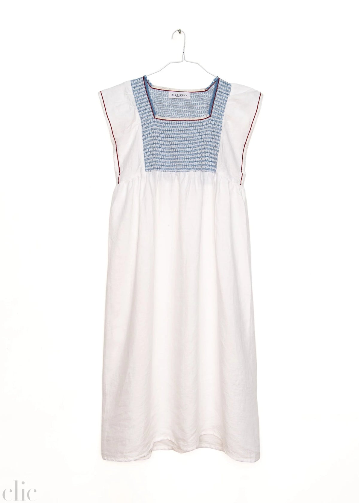 Jilly Long Dress in White and Blue, from Nina Leuca