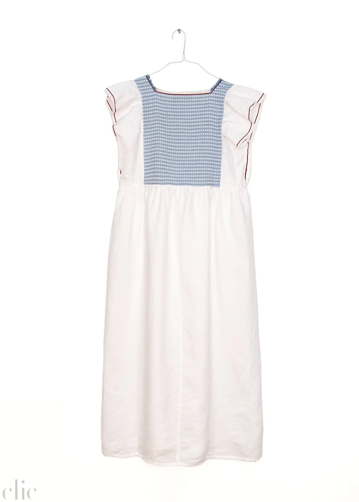 Jilly Long Dress in White and Blue, from Nina Leuca