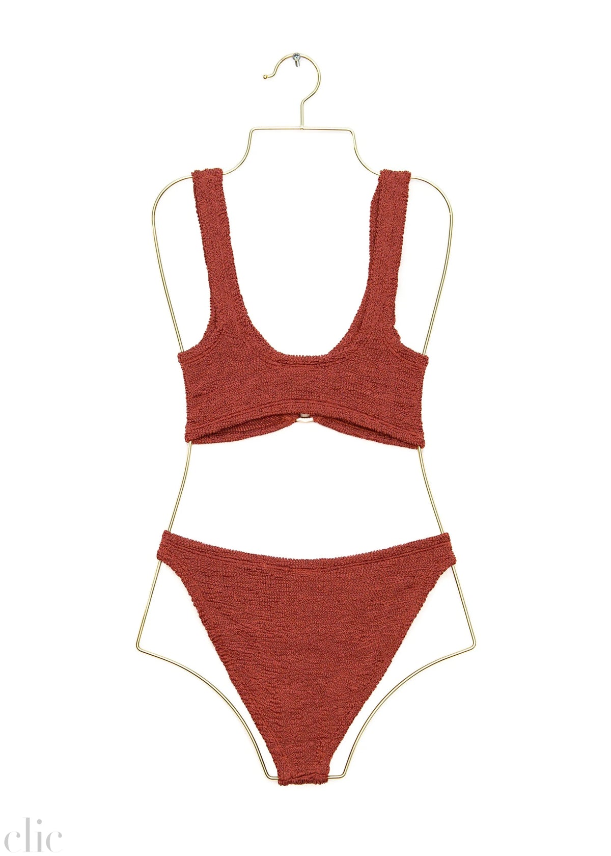Julia Bikini With Gold Hoop in Metallic Rose, from Hunza G