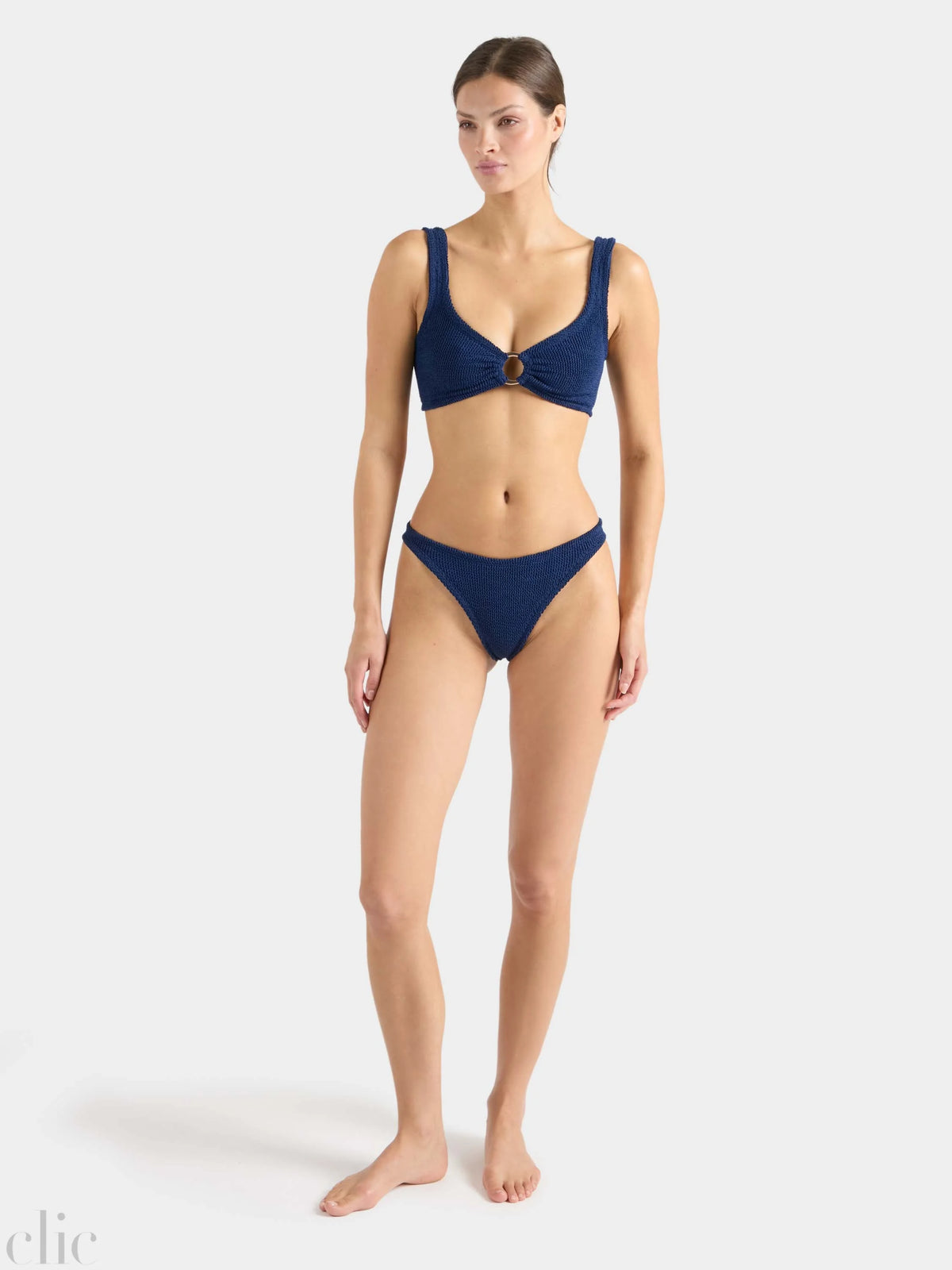 Julia Bikini With Gold Hoop in Navy, from Hunza G