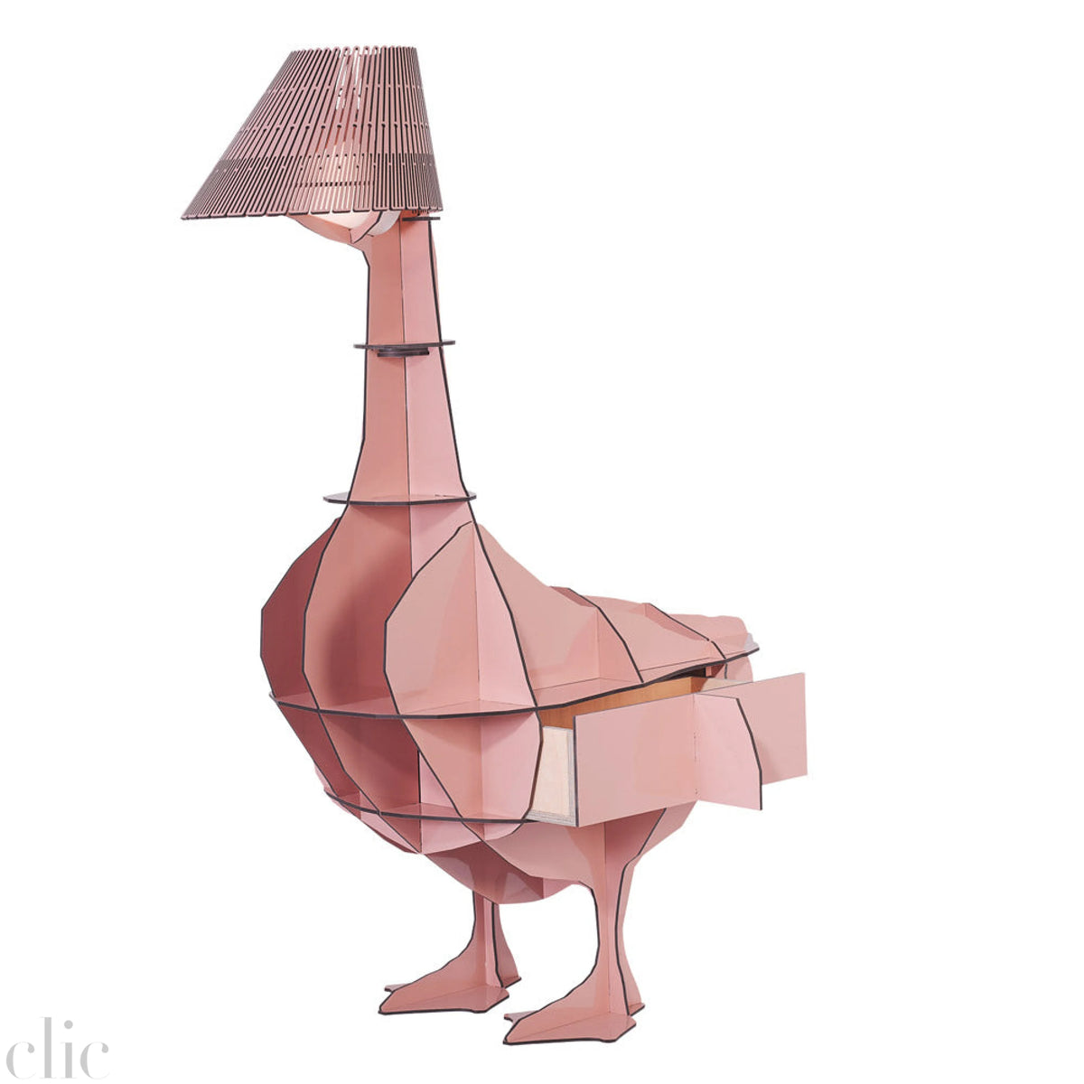 Junon Duck Bedside Table with Light in Pink