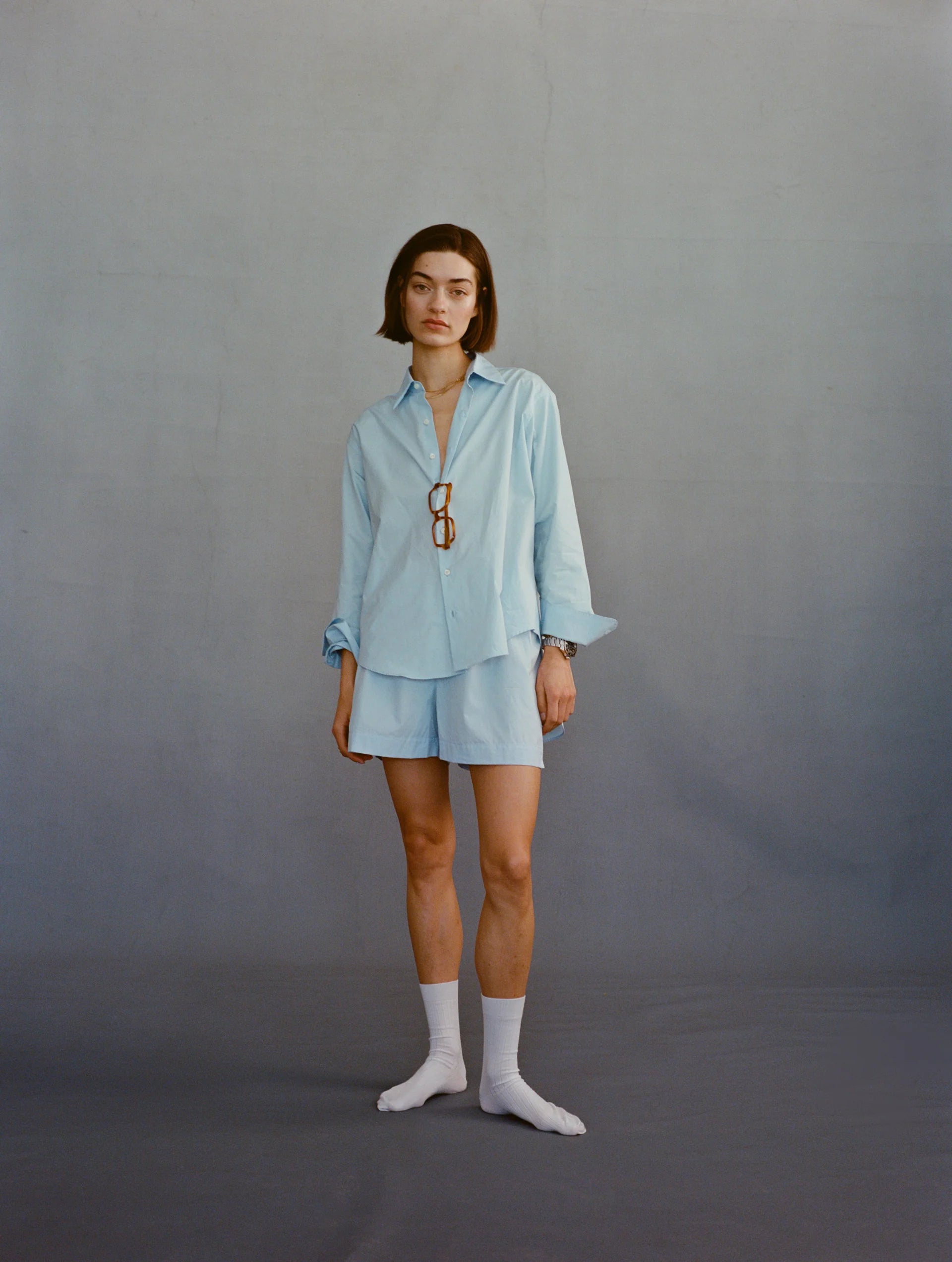 La Shirt Classica Poplin in Marina, from Comme Si