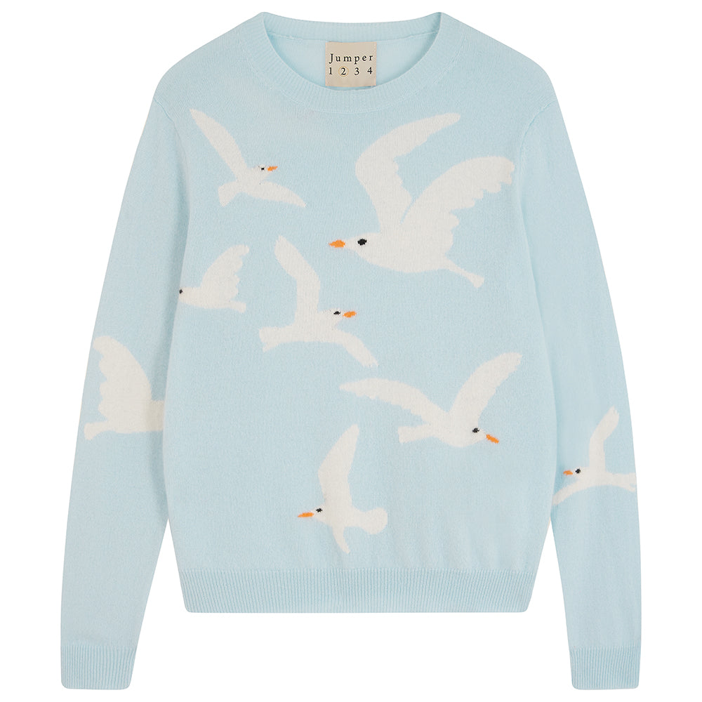 Cashmere Seagull Crew in Pale Blue, from Jumper 1234