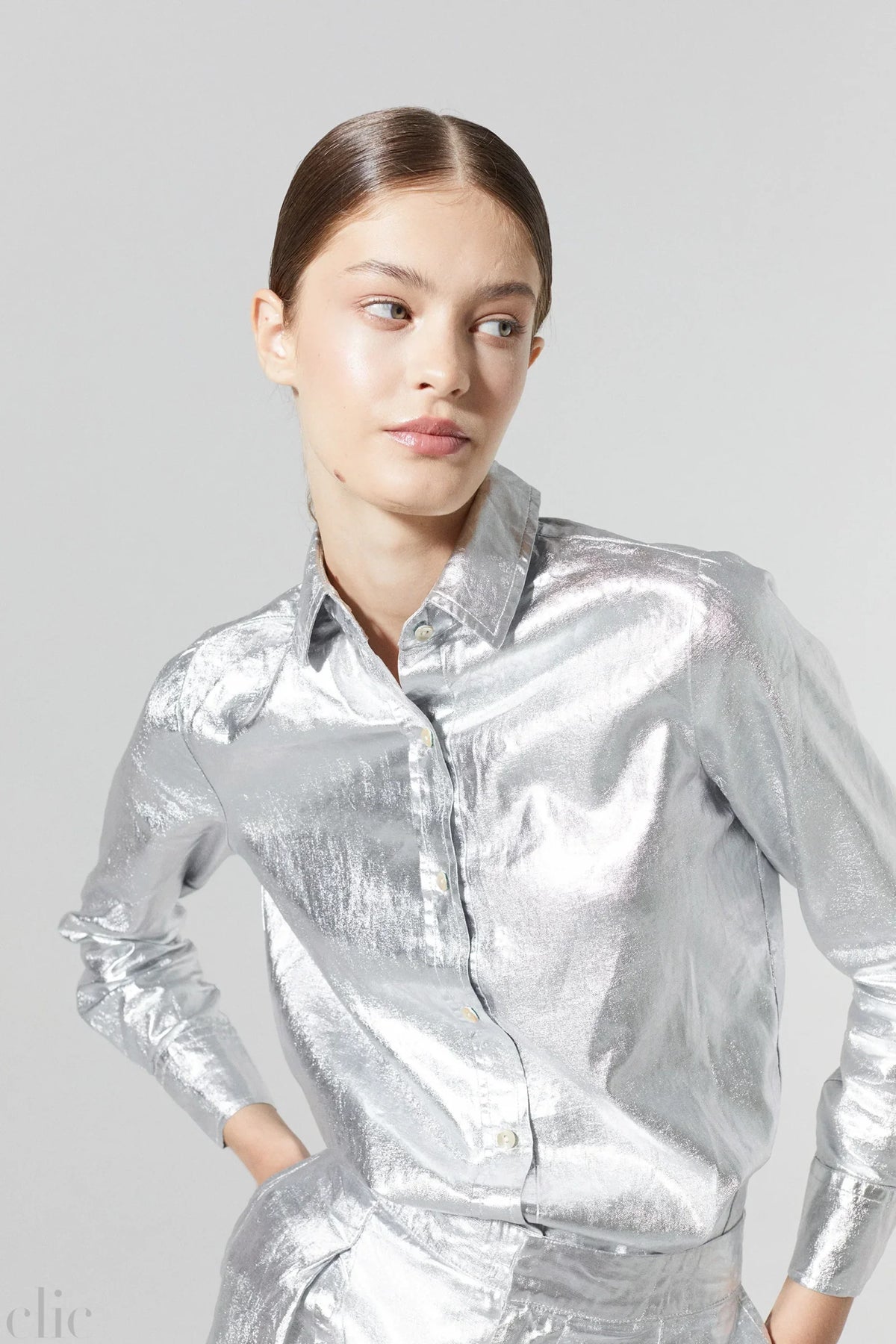 San Marino Metallic Shirt in Silver, from Lanhtropy
