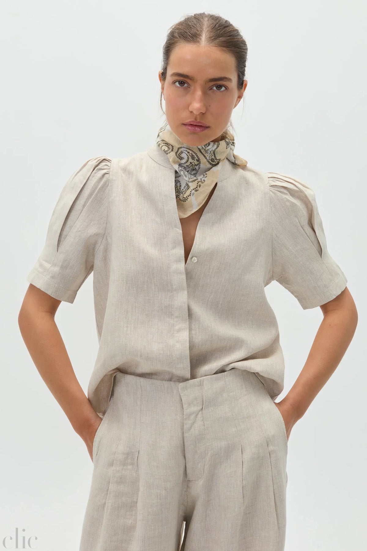 Athina Linen Shirt in Natural, from Lanhtropy