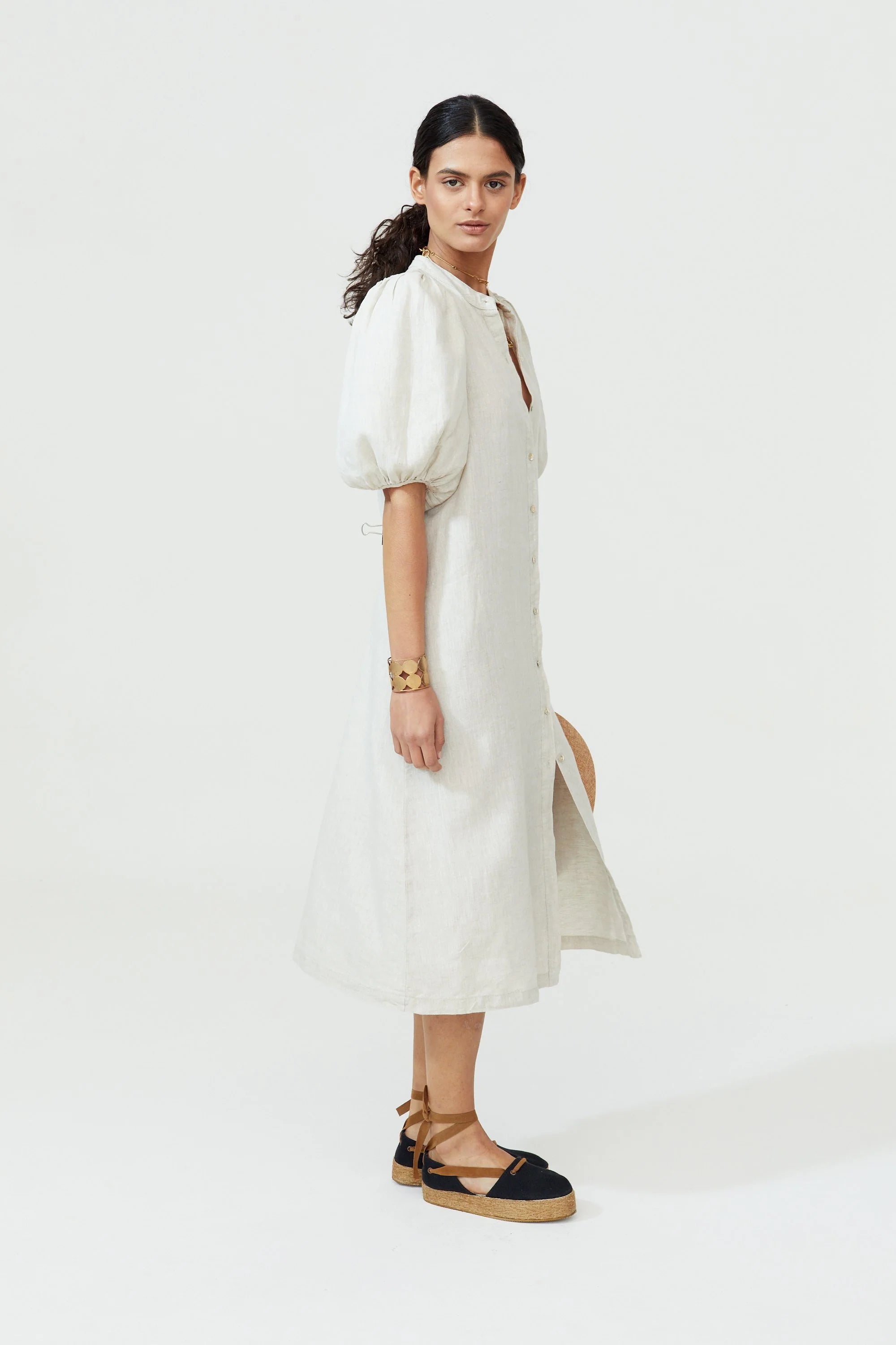 Bubble Linen Dress in Natural, from Lanhtropy