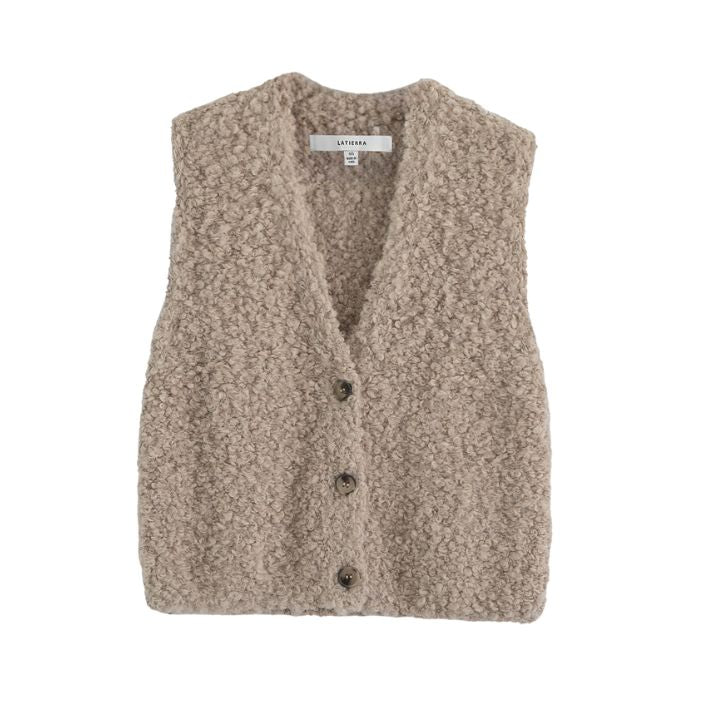 Aries Boucle Vest in Oatmeal, from La Tierra