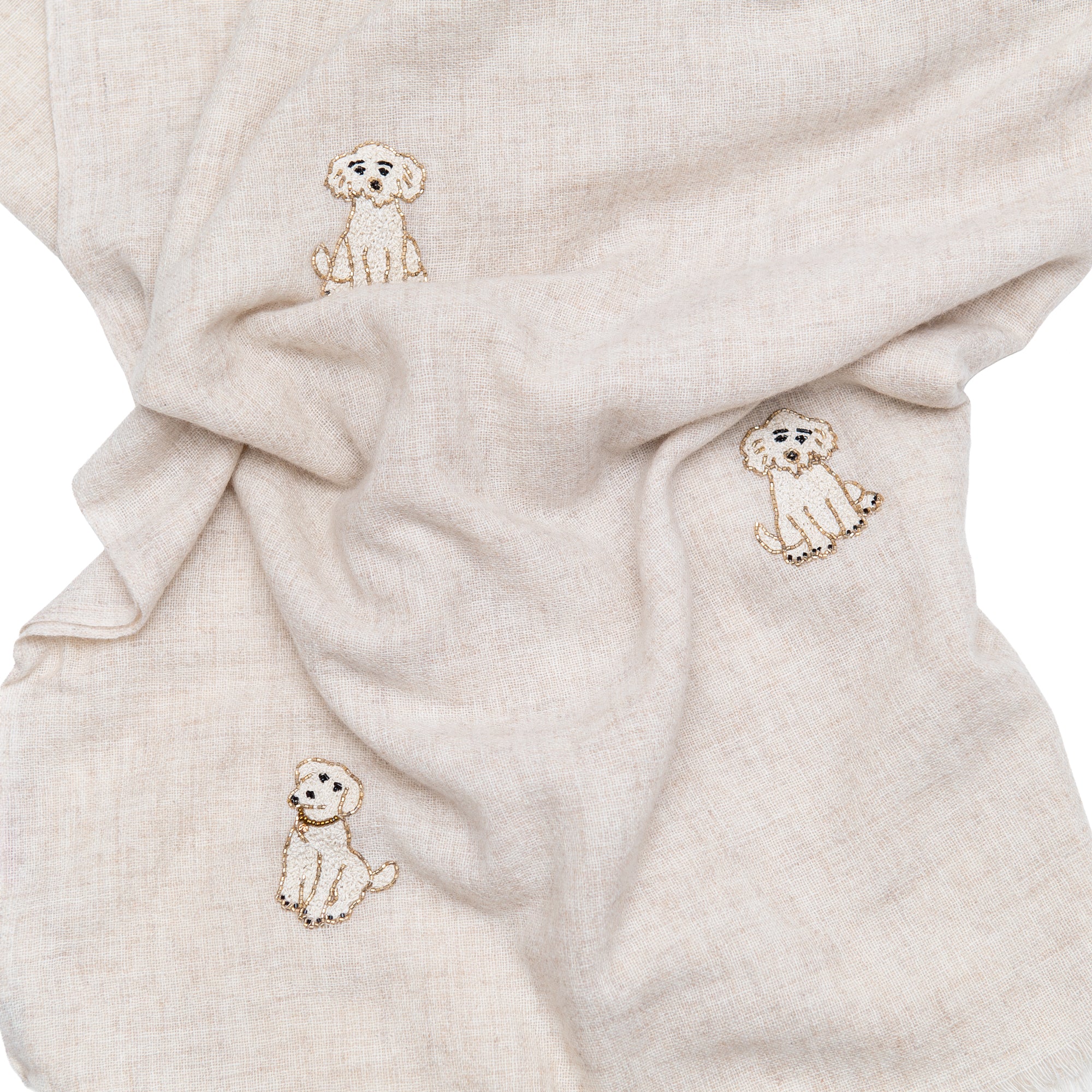Lamb Multi Tonal Dog Scarf in Oatmeal, from Benaras by Citrus