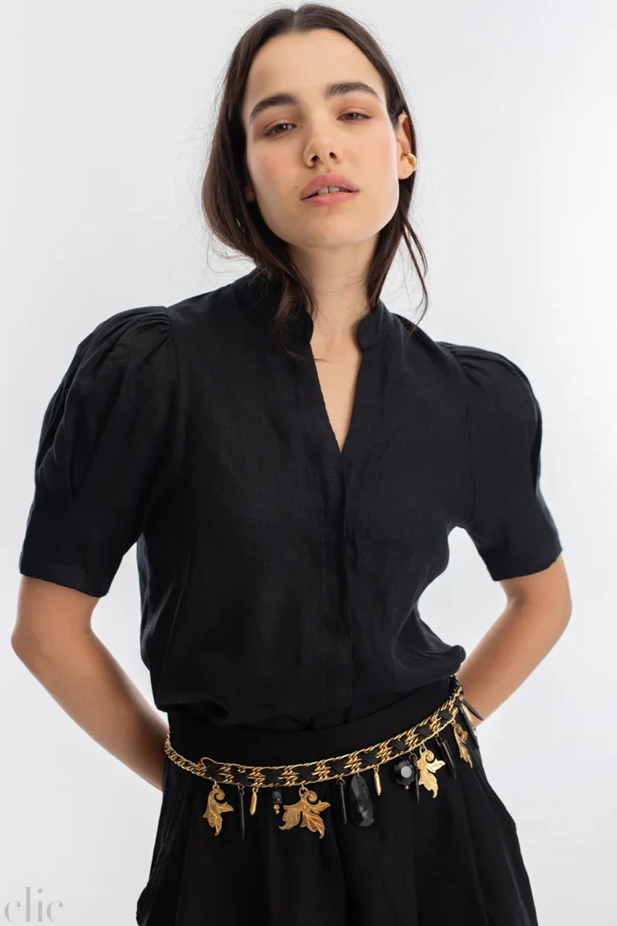 Athina Linen Shirt in Black, from Lanhtropy