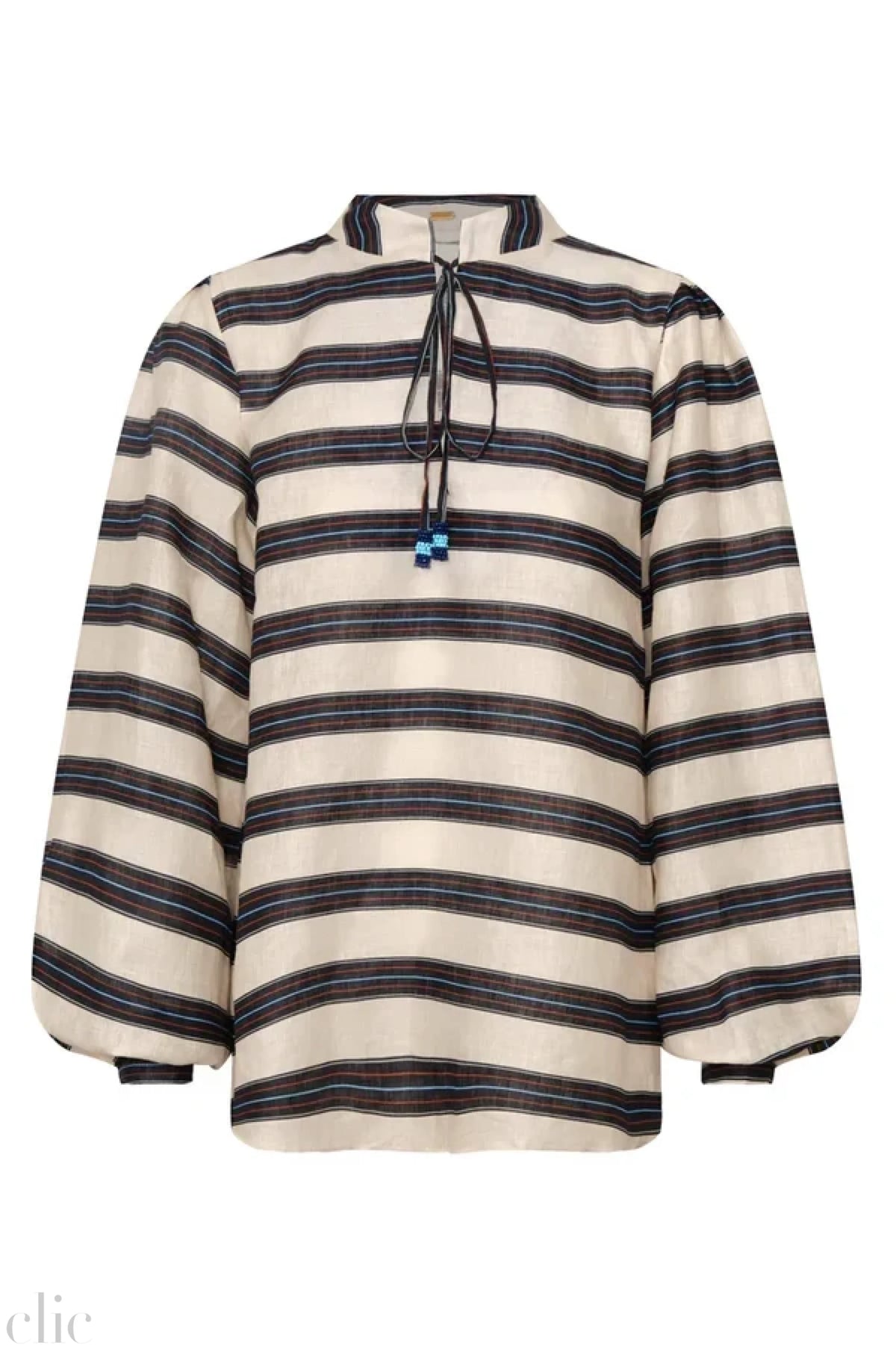 Las Roas Linen Shirt in Navy Stripe, from Juan D Dios