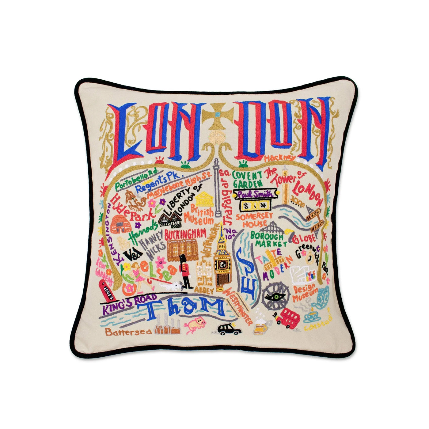 London Embroidered Pillow, from Catstudio