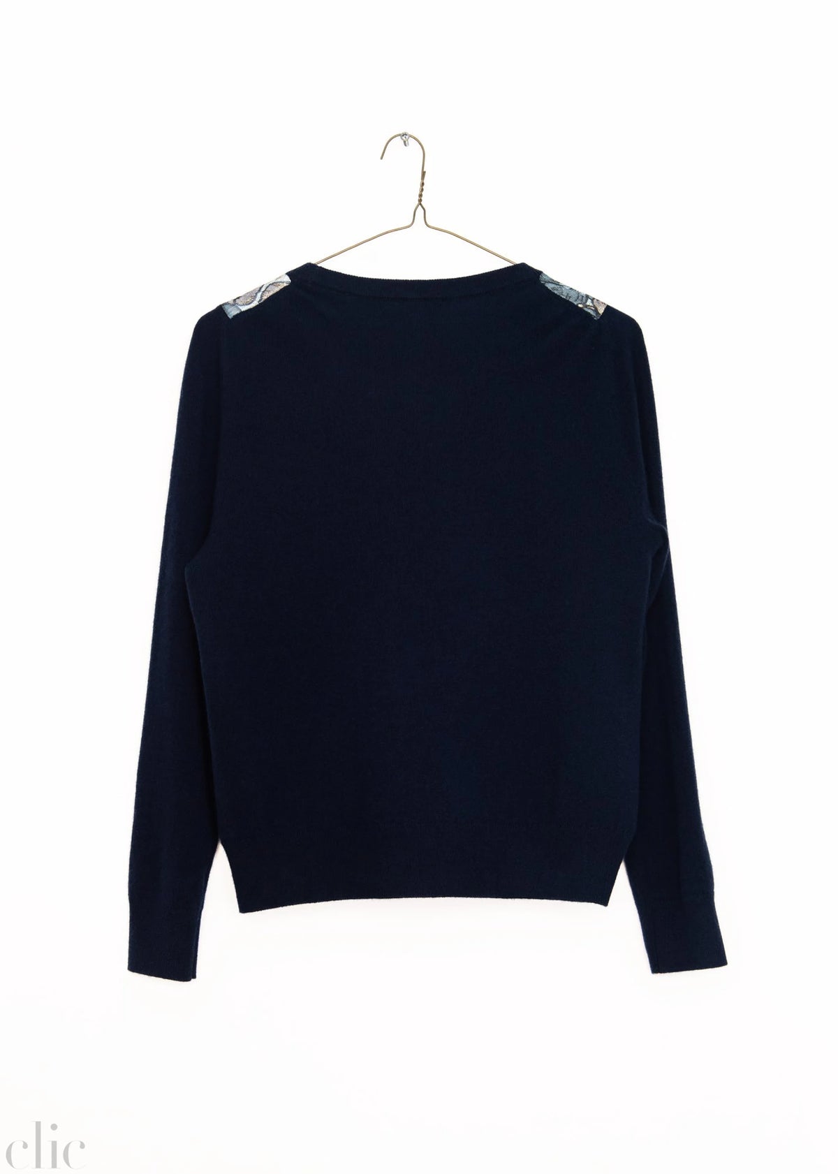 Crew Neck Flower Sweater in Navy, from Omniscient Things