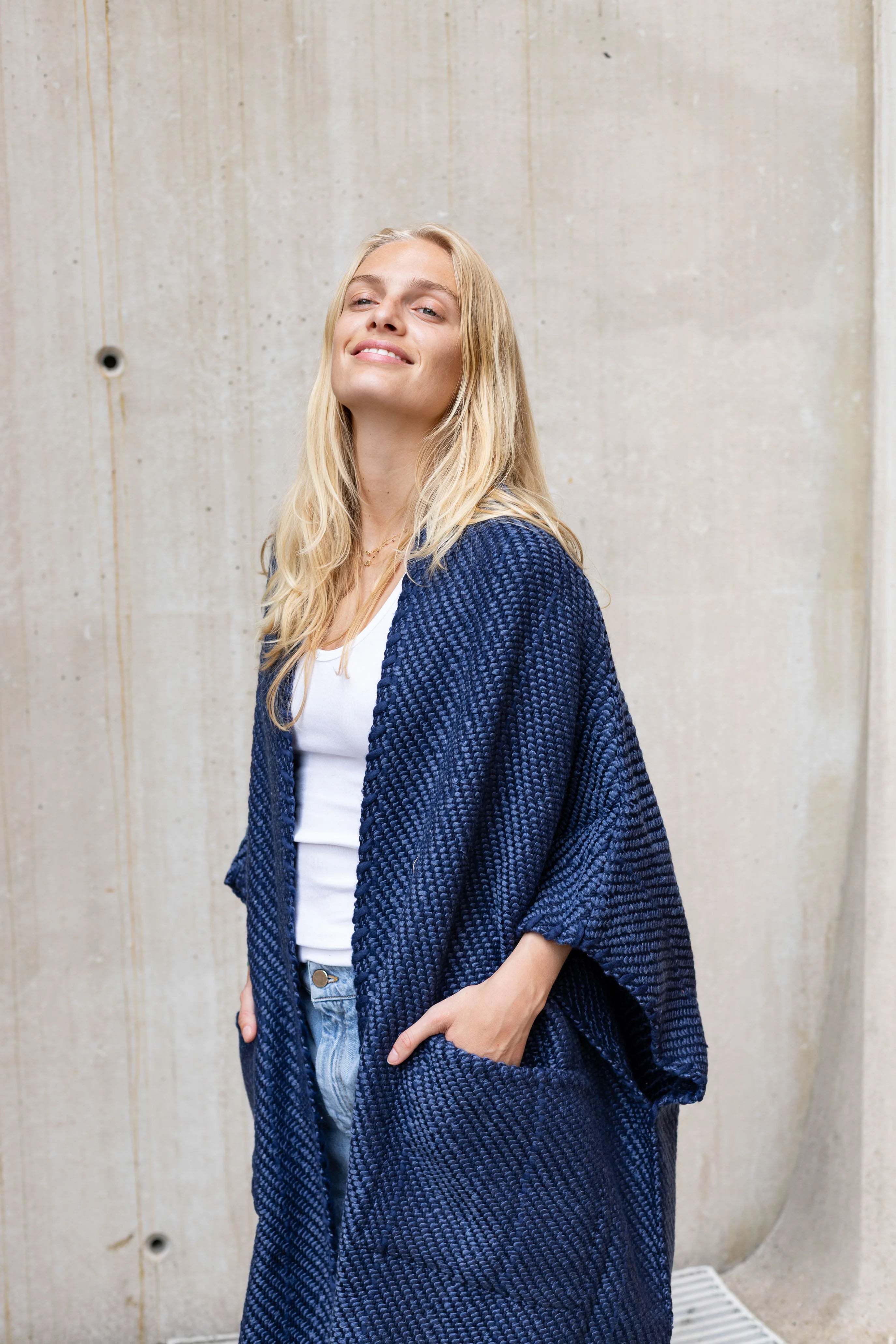 Long Clelia Cardigan in Navy, from Wehve
