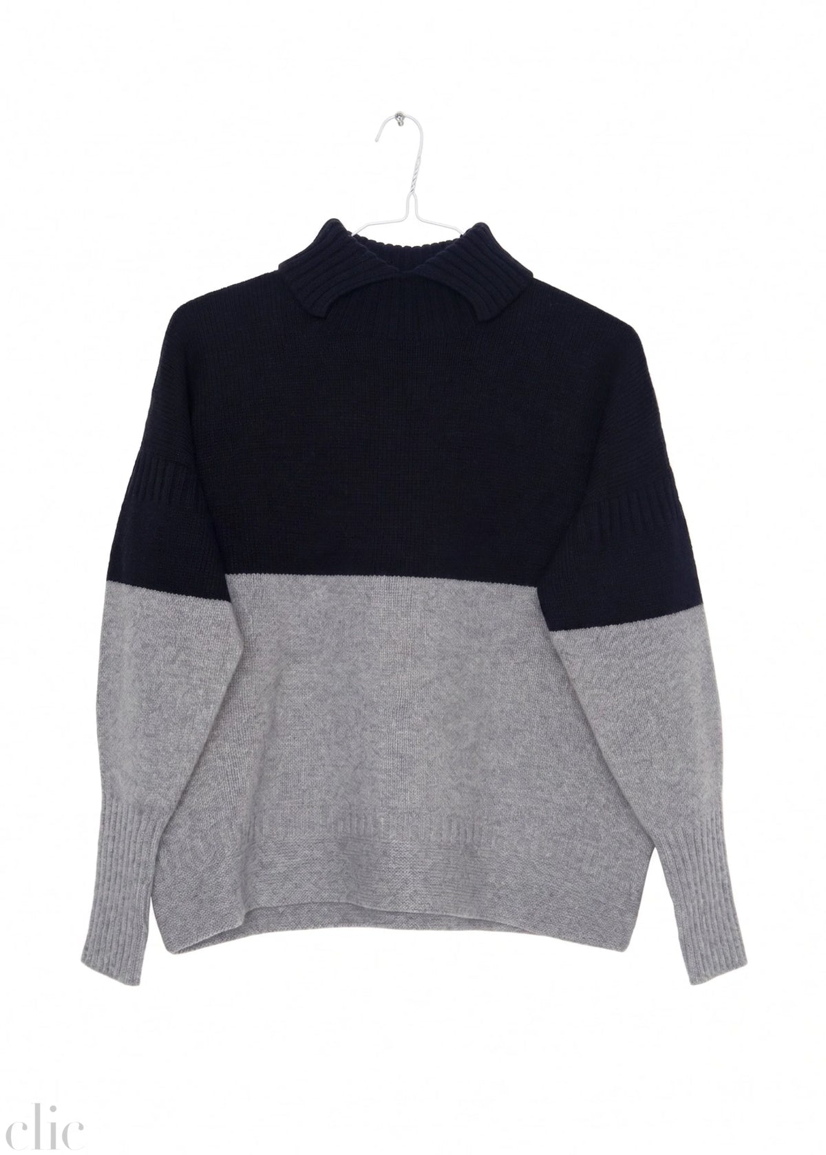 Lulu Bi-Color Sweater in Navy and Grey, from Nicholson & Nicholson