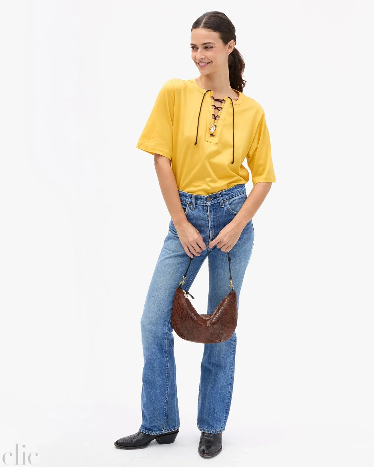 Lune Pierre Python Bag in Auburn, from Clare V
