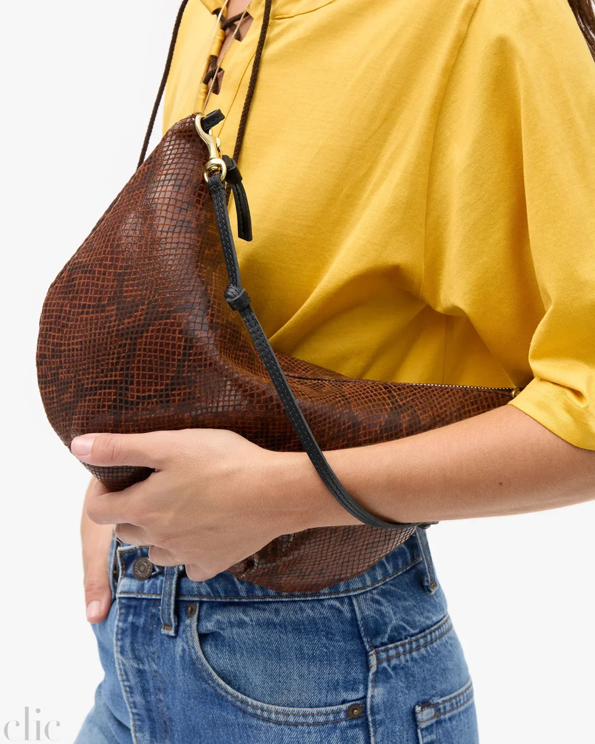Lune Pierre Python Bag in Auburn, from Clare V