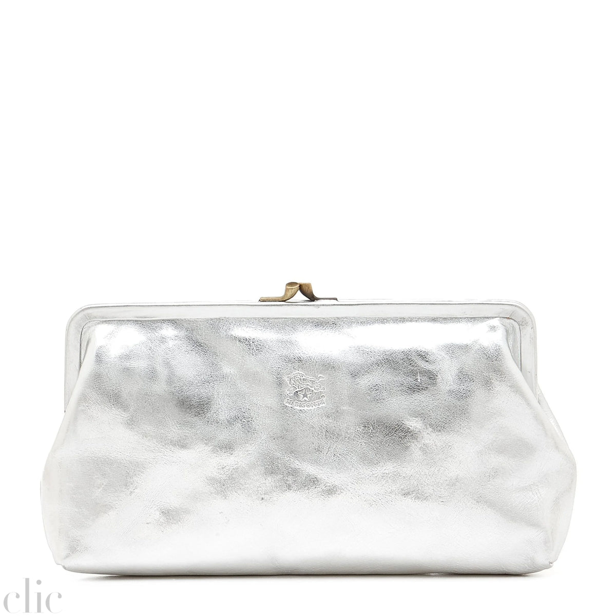 Manuela Clutch in Metallic Silver, from IL Bisonte