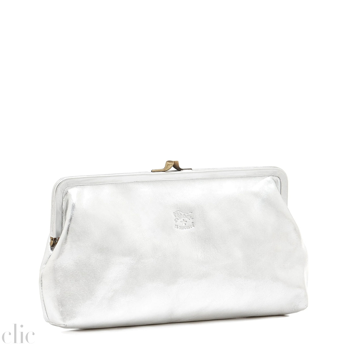 Manuela Clutch in Metallic Silver, from IL Bisonte