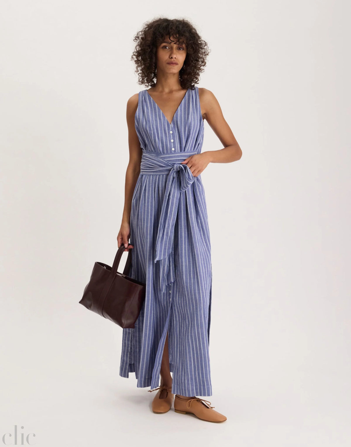 Ambre Striped Dress in Blue White, from Ines de la Fressange