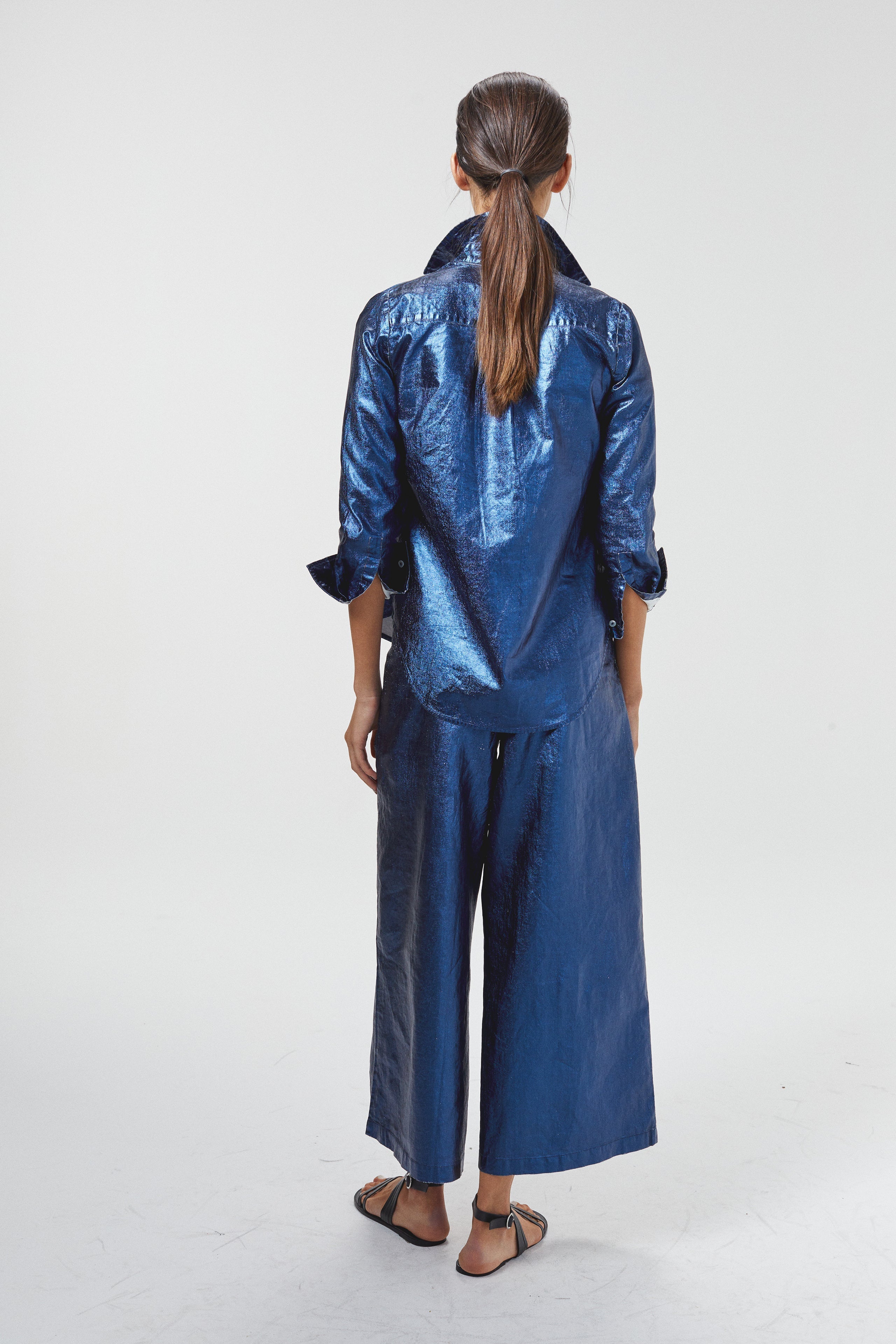 Metallic Culotte Pant in Dark Blue , from Lanhtropy