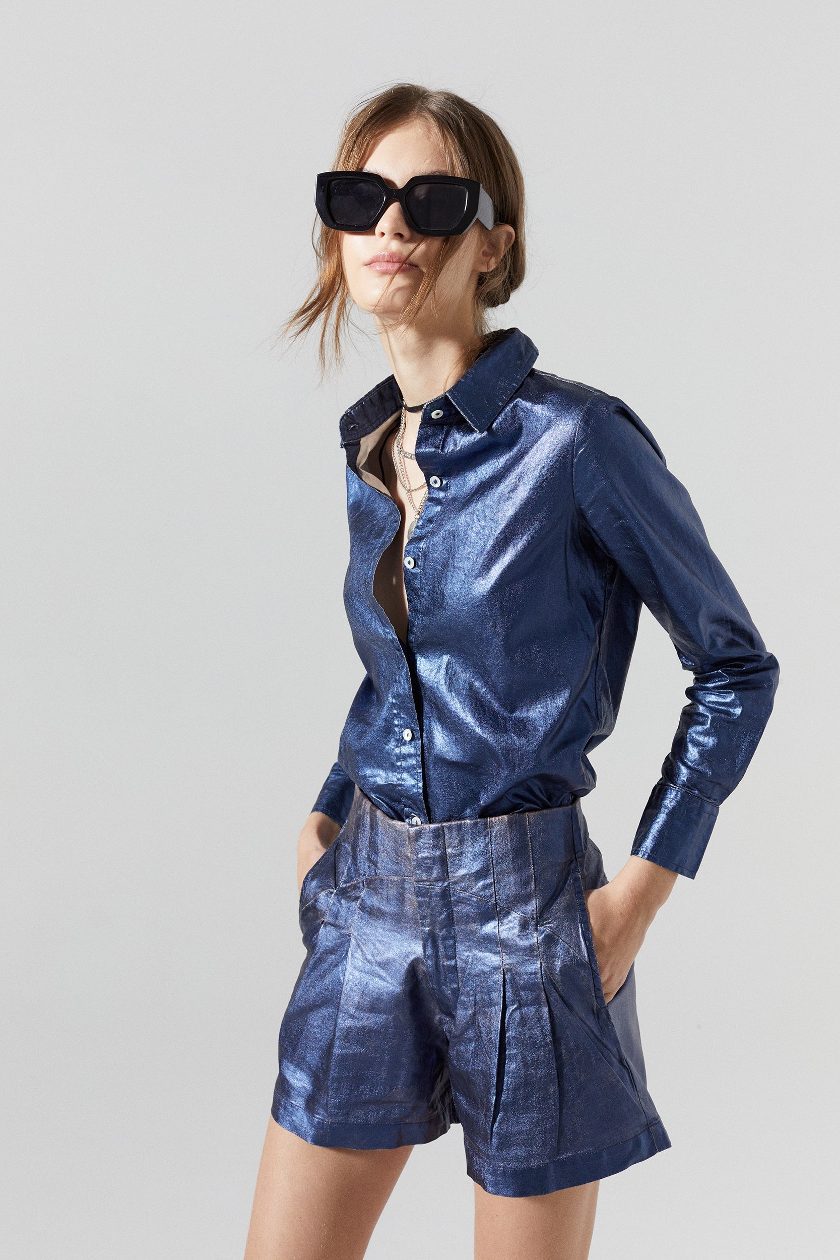 San Marino Deep Blue Metallic Shirt, from Lanhtropy