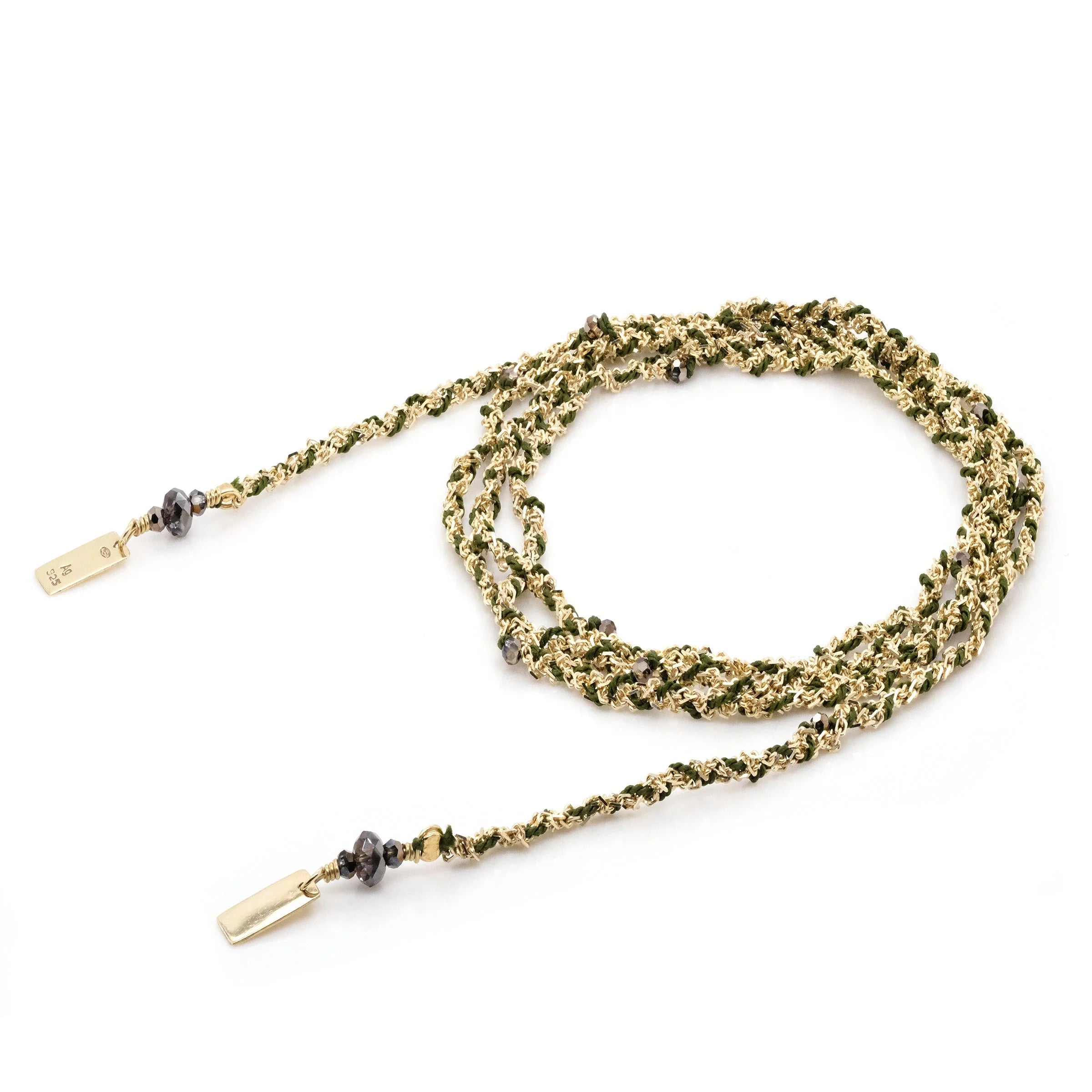 MLS 182 Necklace in Gold and Kaki, from Marie Laure Chamorel