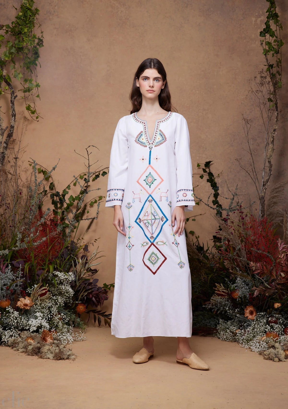 India Kaftan in White, from Muzungu Sisters
