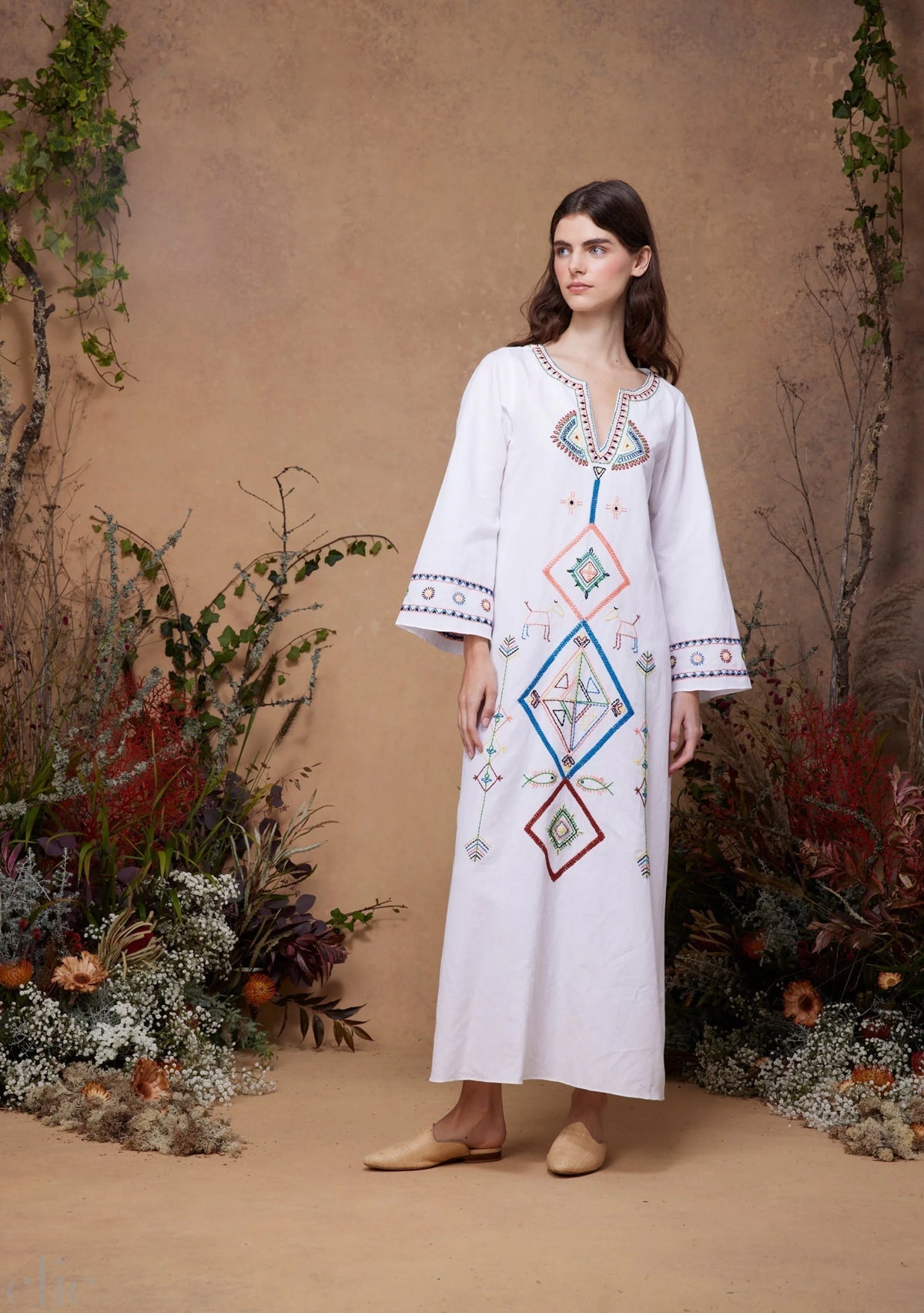 India Kaftan in White, from Muzungu Sisters