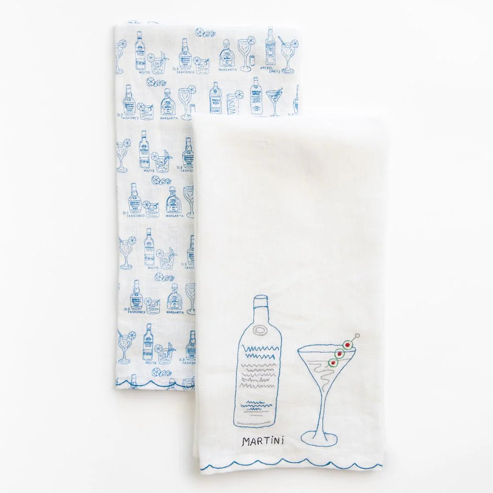 Set of 2 Martini Linen Tea Towels, from Pomegranate