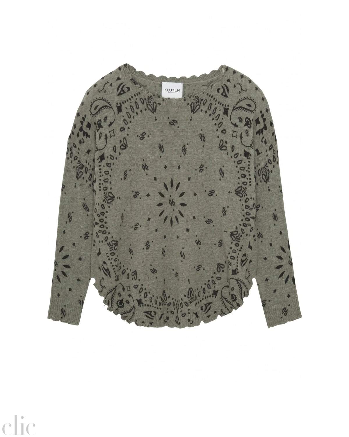Mela Bandana Sweater in Khaki, from Kujten