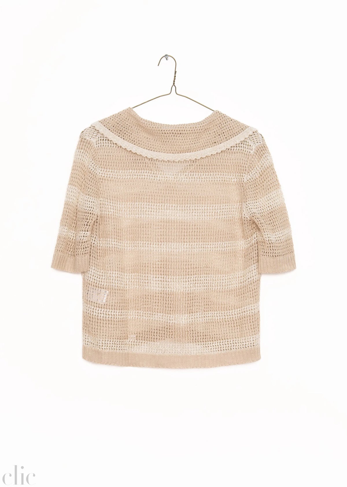 Mia Short Sleeve Polo Top in Beige, from Maison Lurex