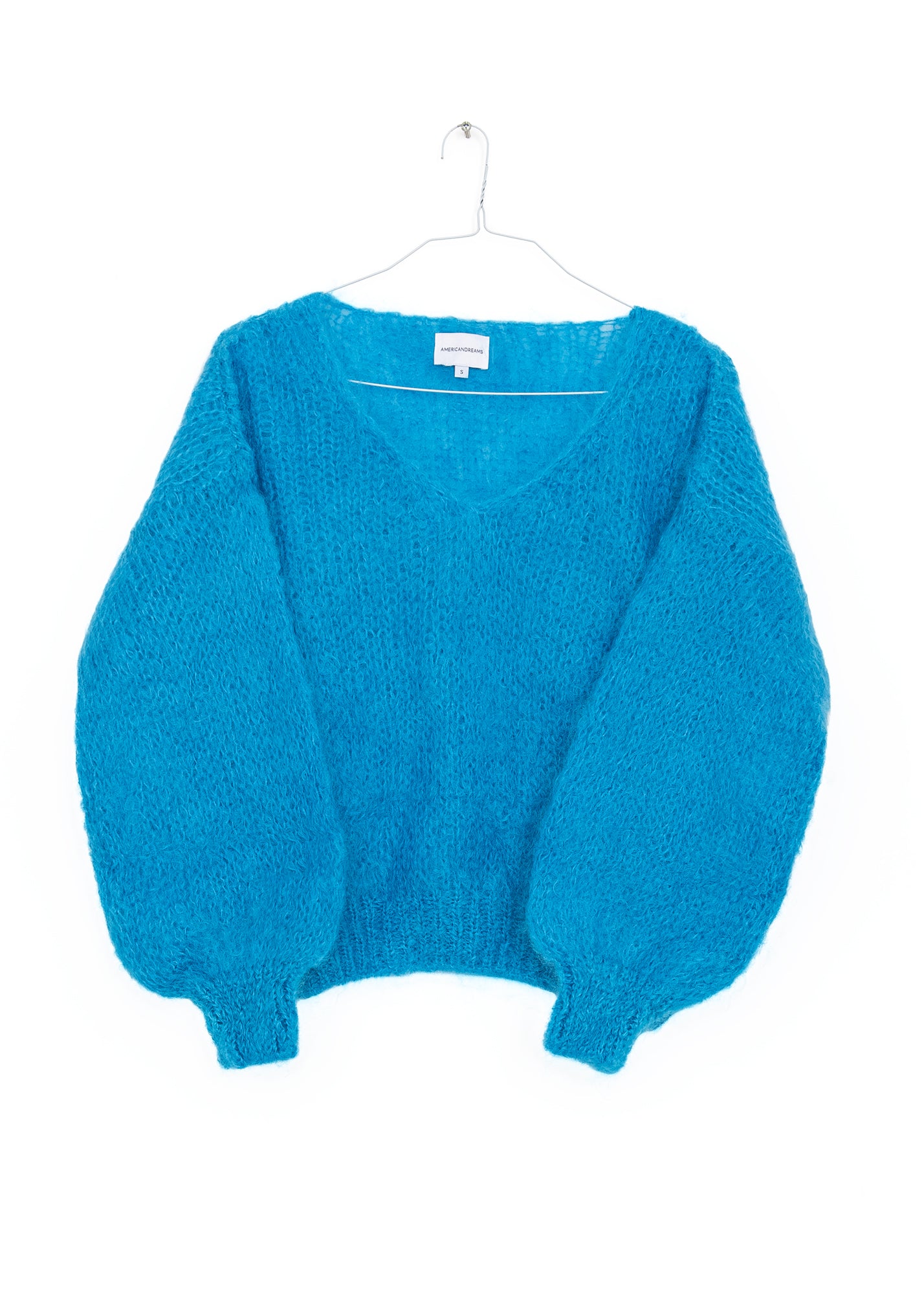 Milana LS Mohair Knit Pullover in Aqua Blue, from American Dreams