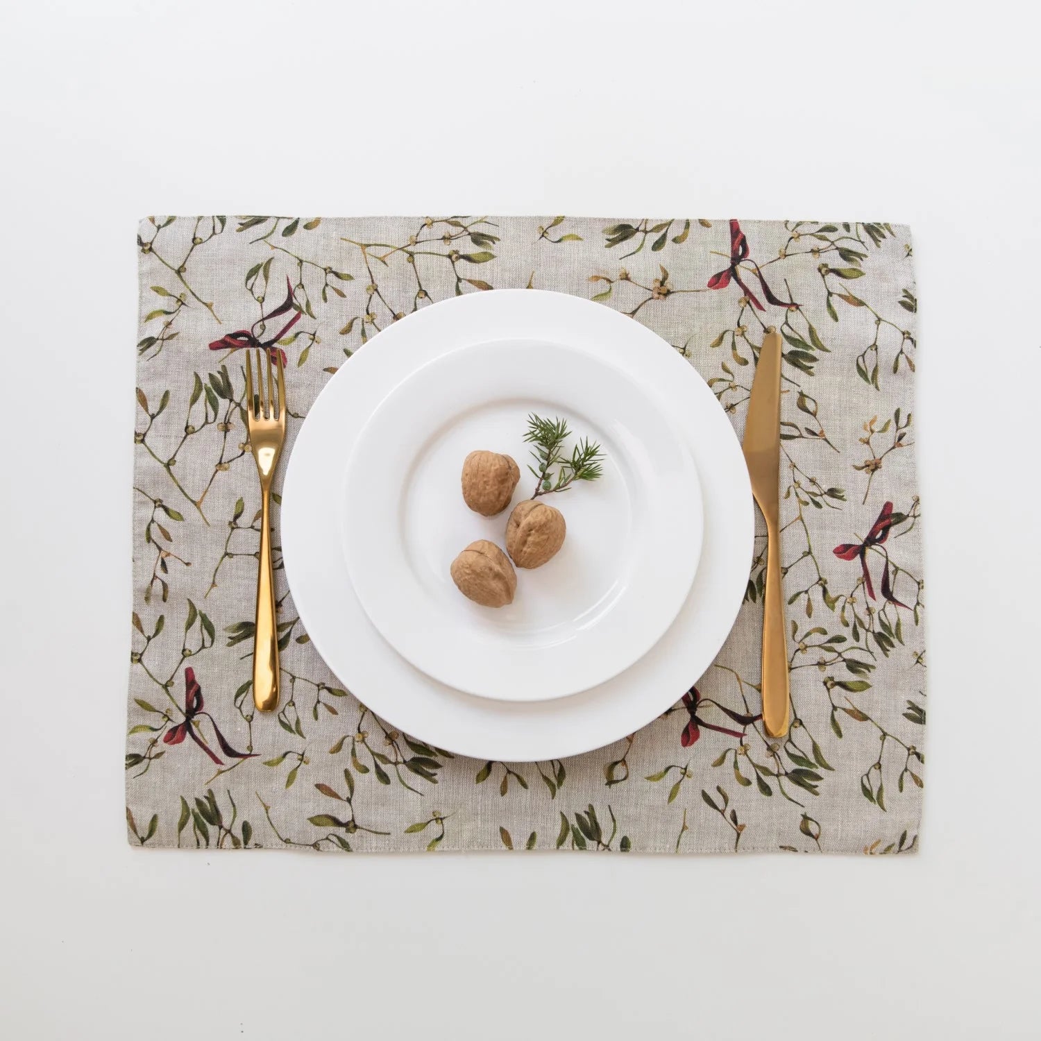 Mistletoe Natural Linen Placemat, from Linen Tales