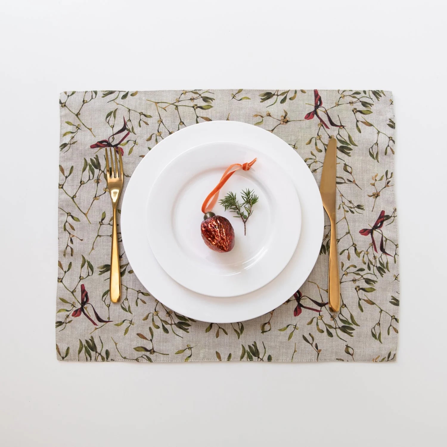 Mistletoe Natural Linen Placemat, from Linen Tales