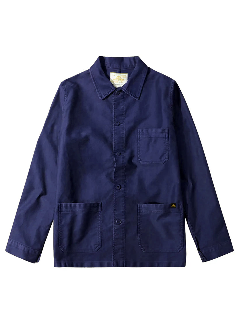 Moleskin Work Jacket in Off Navy, from Le Mont Saint Michel