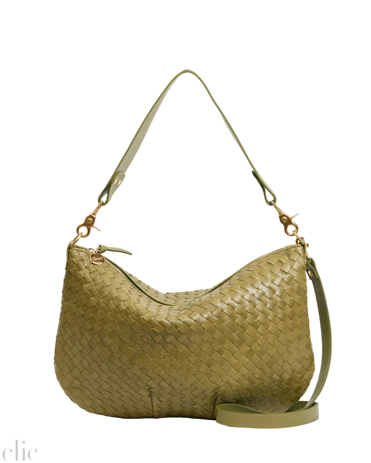 Moyen Messenger in Olive Diagonal Woven, from Clare V