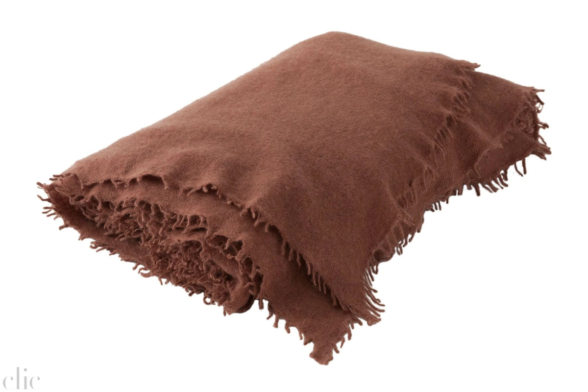 Cashmere Fringed Throw in Blush, from Maison de Vacances