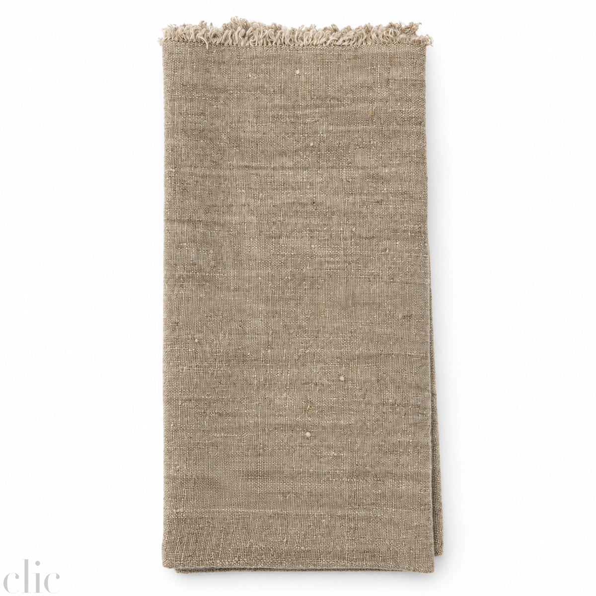 Set of 2 Natural Linen Napkins with Fringes 20x20, from Linen Tales
