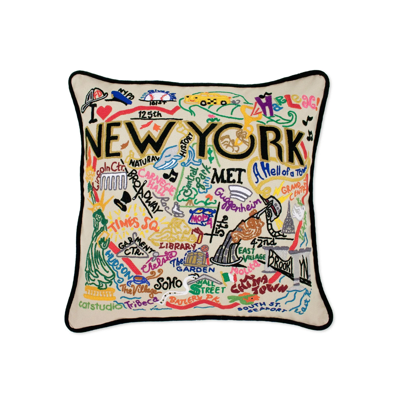 New York Embroidered Pillow, from Castudio