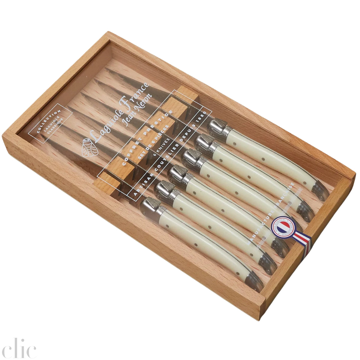 Laguiole Set of 6 Steak Knives in Ivory, from Jean Neron