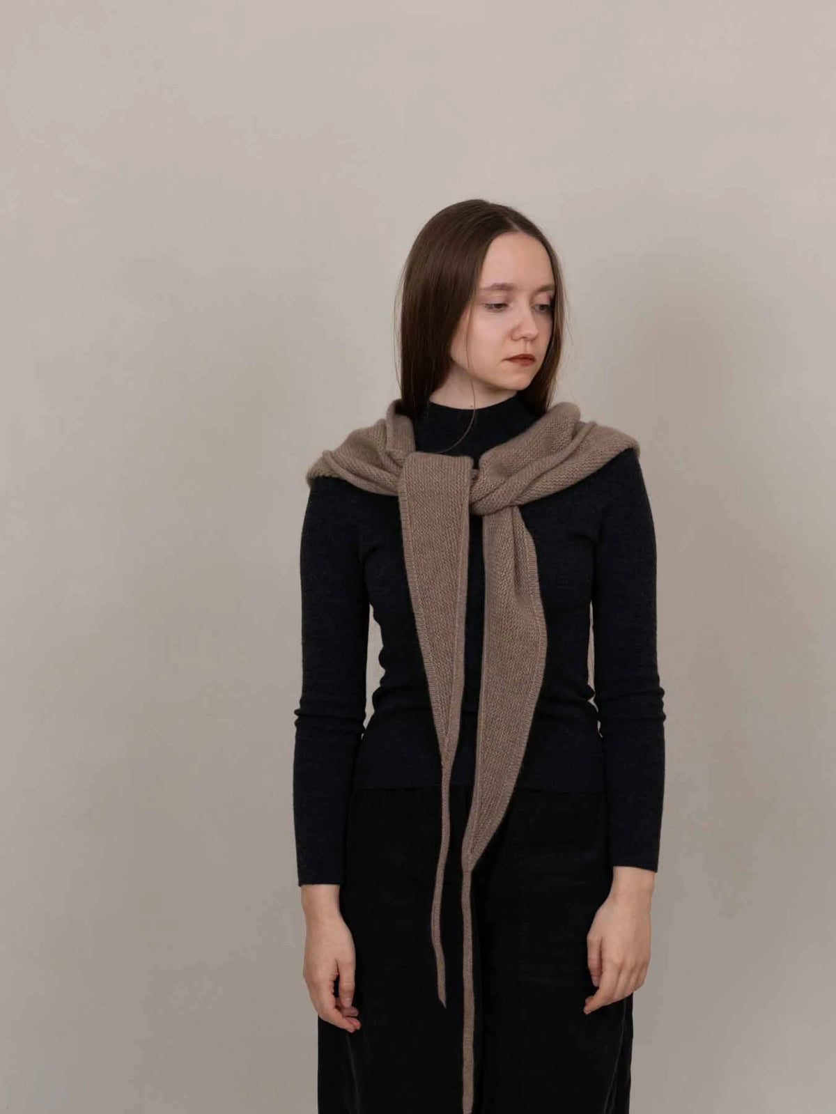 Cashmere Hooded Scarf in Beige, from Oats & Rice