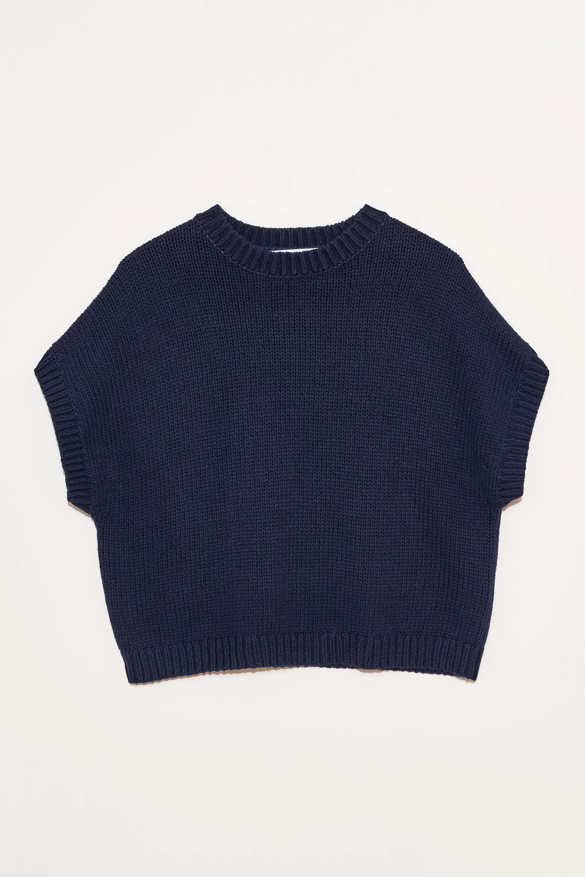 Italian Cotton Boxy Gilet in Marine, from ORganic by John Patrick