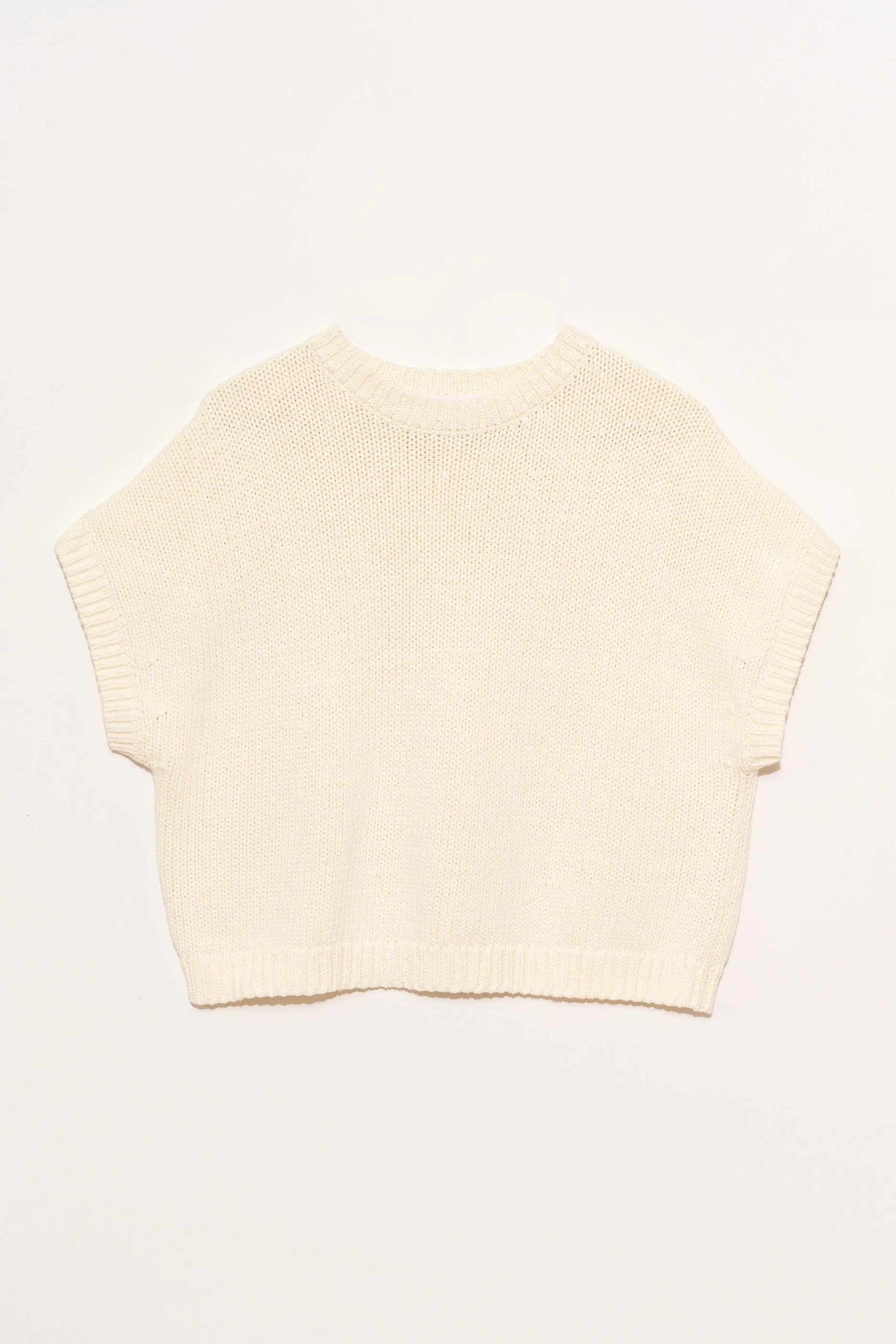 Italian Cotton Boxy Gilet in Off White, from Organic by John Patrick