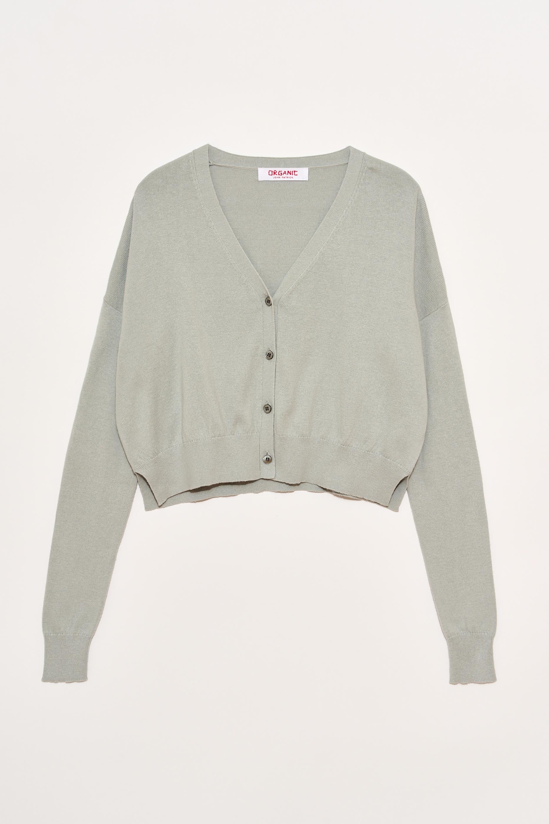 Cotton Cashmere Cropped Cardigan in Seal Grey, from Organic by John Patrick