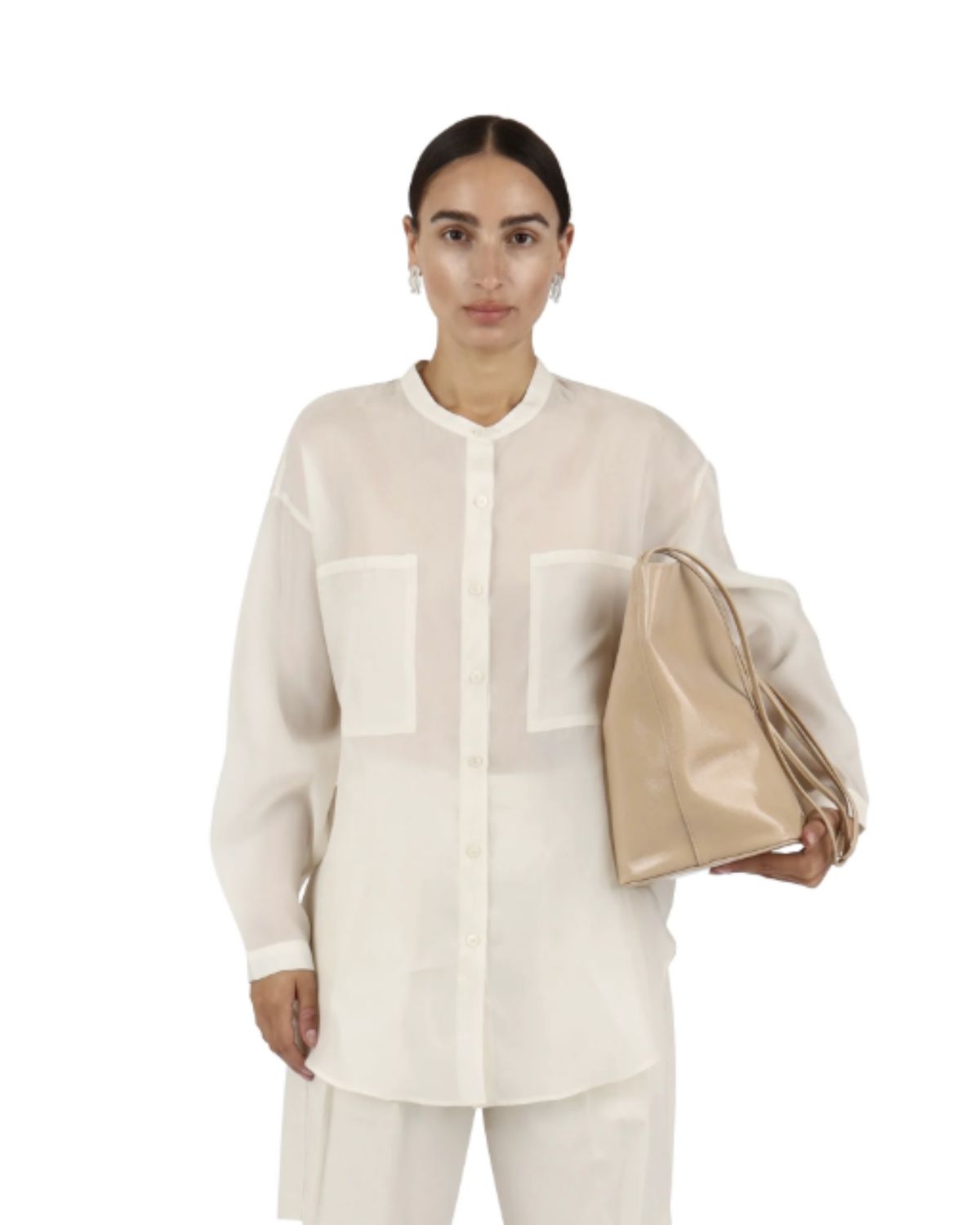 Oversize Draped Sheath Top in Ecru, from Modern Weaving