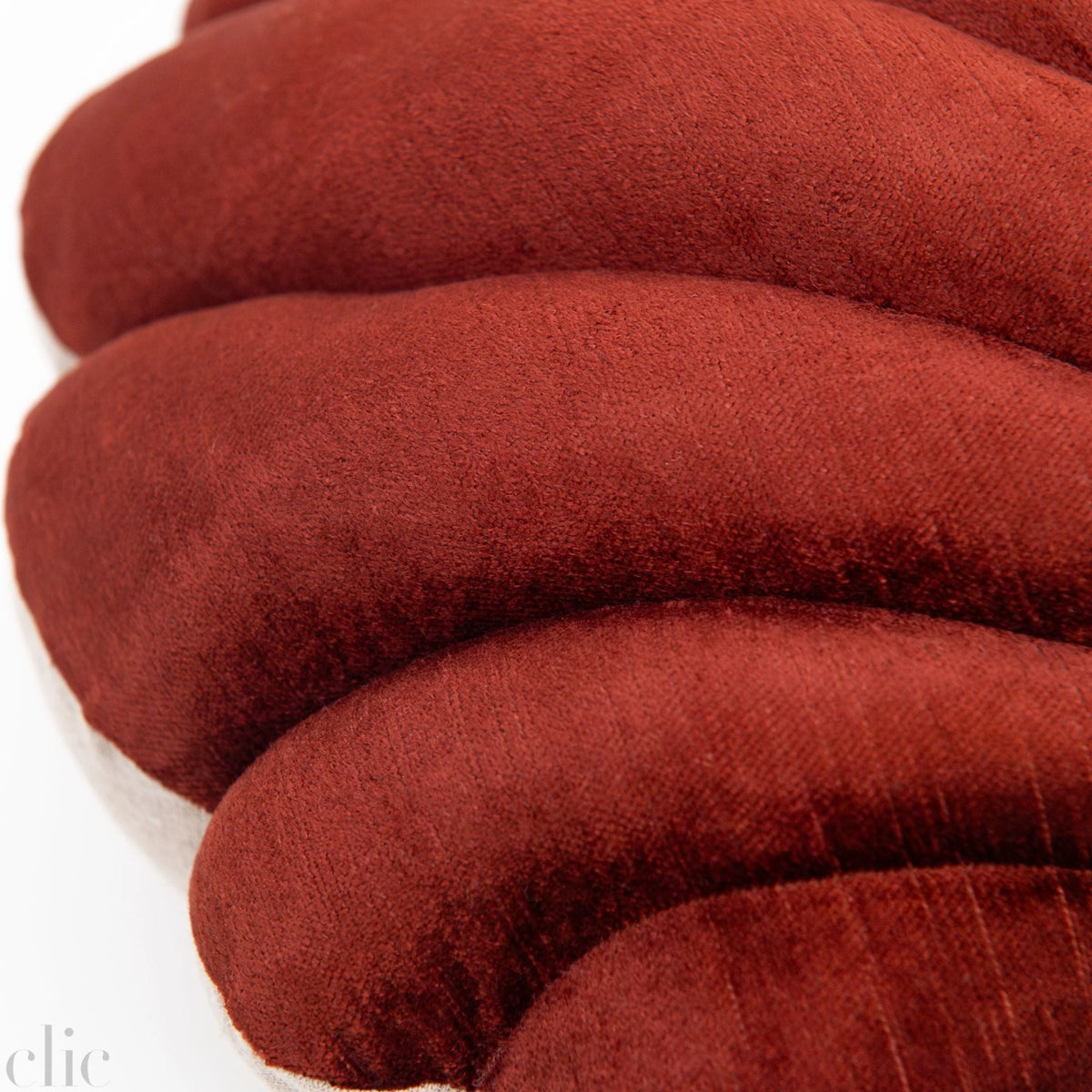Large Velvet Shell Pillow in Brick