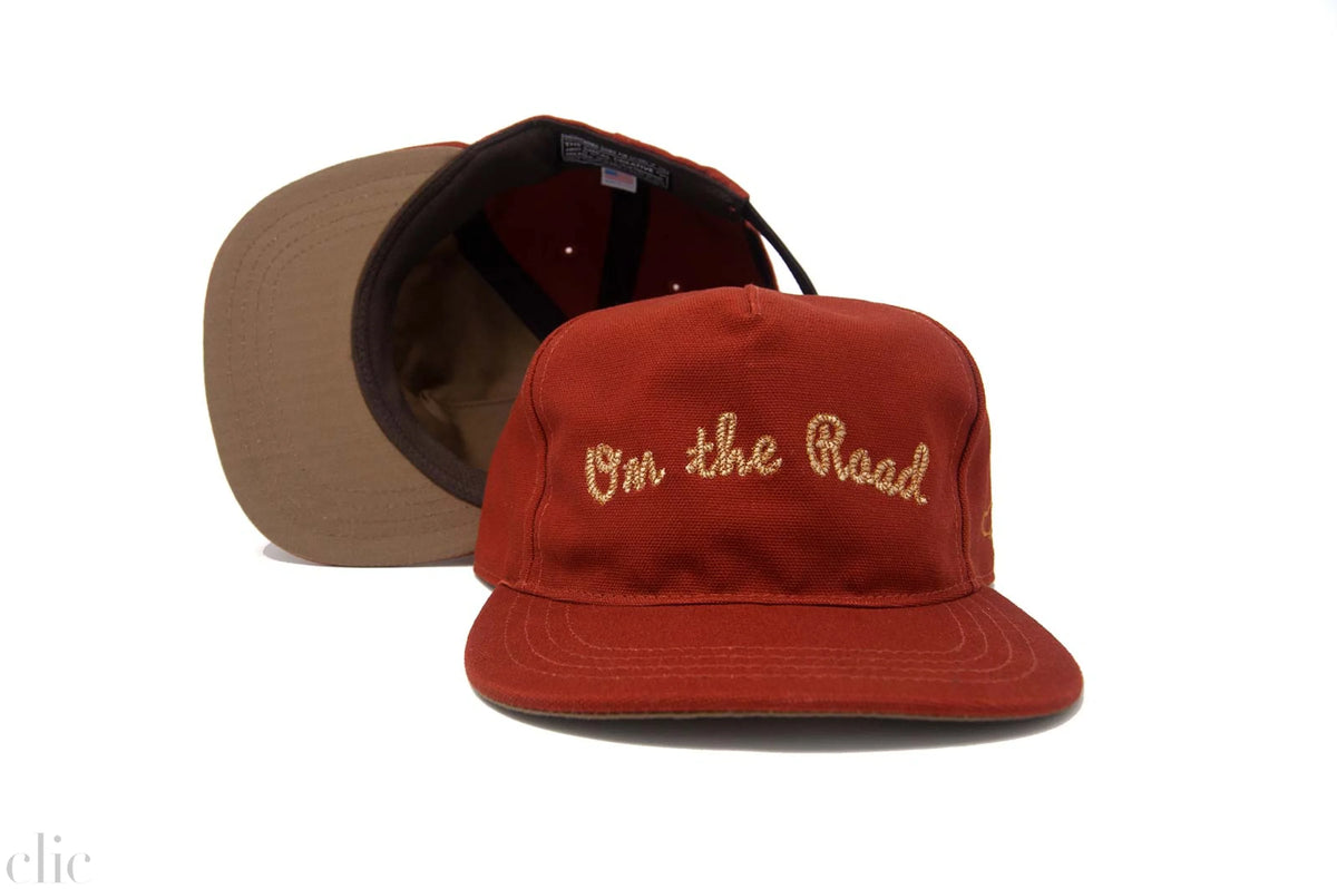 On The Road Strapback Hat in Red and Yellow