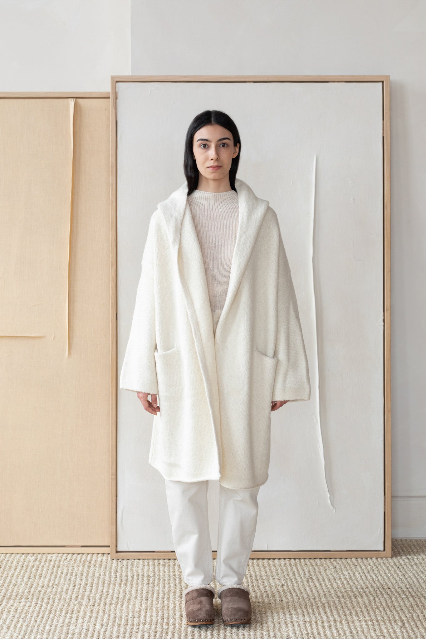 Otono Alpaca Cardigan Coat in Ivory, from La Tierra