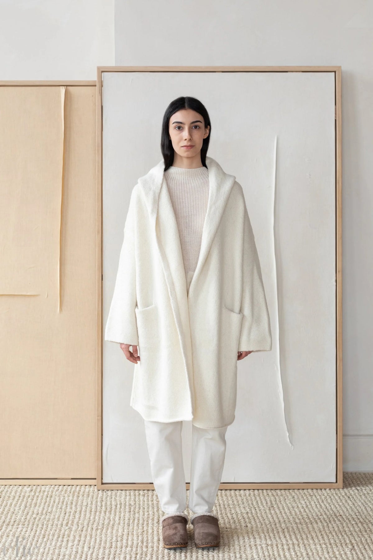 Otono Alpaca Cardigan Coat in Ivory, from La Tierra