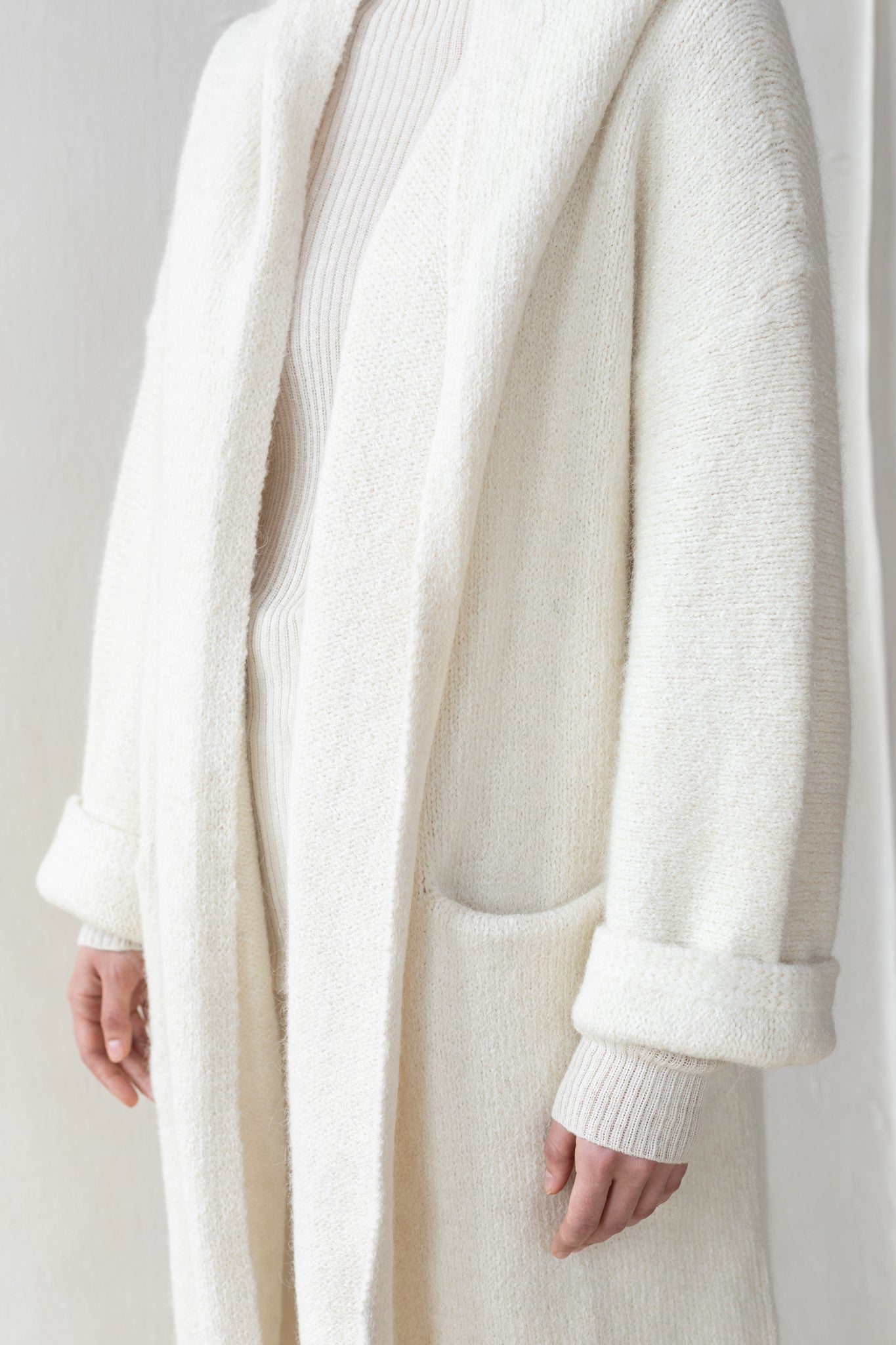 Otono Alpaca Cardigan Coat in Ivory, from La Tierra